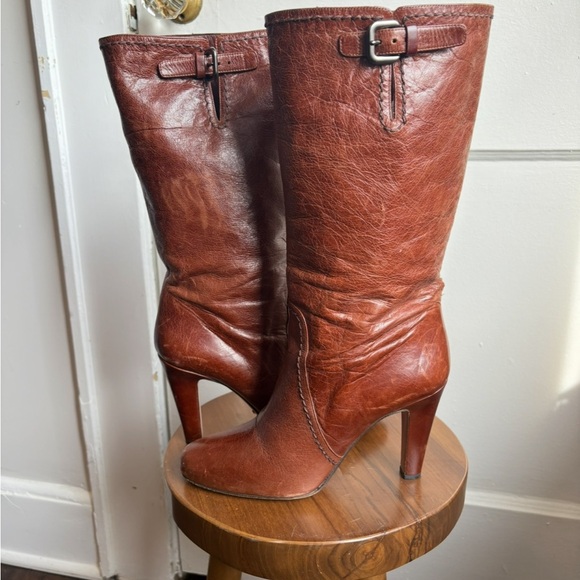 Prada Shoes - Prada Leather Tall Leather Boots, Size EU 40